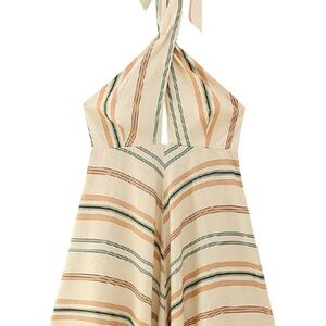 ZARA Striped Linen Halter Dress – NWT – Size Large